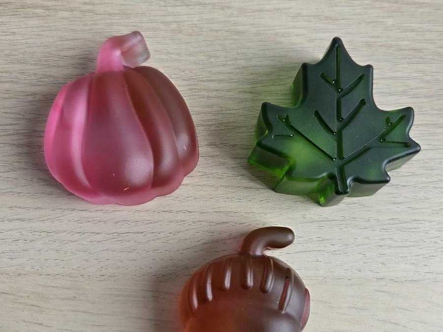 Doorschijnende herfstcreaties van Chantal: pompoen, blad en eikel